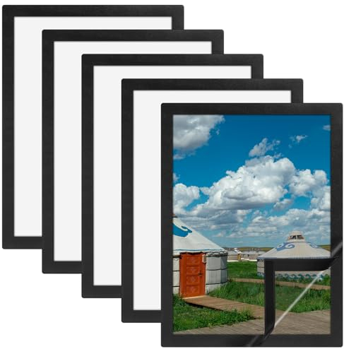 SHACHENH 5 STK Magnetrahmen A4, Rahmen A4 Magnetrahmen Set Aufklappbarer, Selbstklebende Info-Rahmen Magnet Bilderrahmen Magnetisch mit Magnetverschluss for Kinderbilder Diamond Painting Magnetrahmen