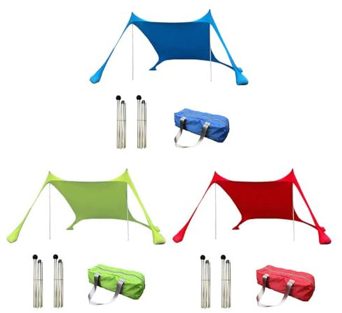 Qutalmi da Spiaggia, ombrellone da Spiaggia, Parasole da Spiaggia UPF 50+ Protezione, con Ancoraggi a Sacco di Sabbia, per Picnic Pesca Campeggio, 2.1x1.5x1.7m