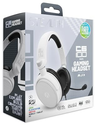 STEALTH C6-100 Gaming Headset White, Multi-Platform Compatible with XBox One, Series S/X, PS4/5, Switch, PC, Mobile and Tablet with Powerful 40mm Speakers, 3.5mm Jack