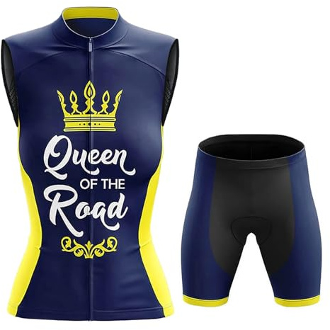 Completo Ciclismo Abbigliamento Bici MTB Donna,Tuta Ciclista Estivo Maglietta da Ciclo Senza Maniche Gilet e Pantaloncini Shorts con 19D Gel Imbottiti,Maglia da Bicicletta Asciugatura Rapida|6,S