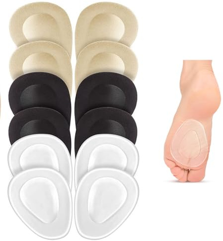 6 Paia Cuscinetti Metatarsali Donna - Gel Cuscinetti per Avampiede, Morbido, Aderisce alle Scarpe(Trasparente/Colore Pelle/Nero)