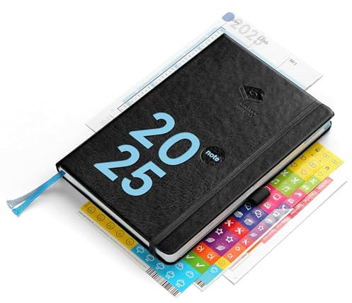 weekview compact note – der clevere Wochenplaner! Personal Organizer mit großem Notizteil A6+ Leseband, Sticker, Tafelkalender, Froschtasche, Stiftschlaufe, Register (Plus, Black 2025)