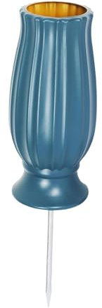 rockible Vaso da Cimitero All'aperto in PP Vaso da Pavimento Fori di Scarico Portafiori Decorazione Tomba Vaso Commemorativo per Tomba del Cimitero, Blu