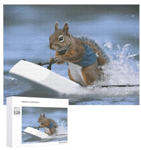 Wasserski-Eichhörnchen-Puzzles für Erwachsene, personalisiertes Puzzle, herausforderndes Bild, Holzfotos, Puzzle mit Aufbewahrungstasche, Familientreffen, Puzzle für Hochzeitsgeschenk
