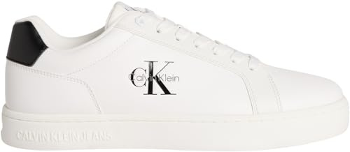 Calvin Klein Uomo Sneakers con Suola Preformata Classic Mono in Pelle, Bianco (Bright White/Black), 45