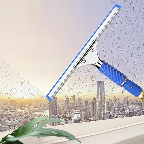 YFWOKSL Cepillo para Limpiar Ventanas, Palo Extensible para Limpiar Ventanas, Palo de extensión telescópico de 1,4, 2,5, 4,5, 9,5 y 12,5 m, Kit de escobilla de Goma para limpiacristales, Herramienta