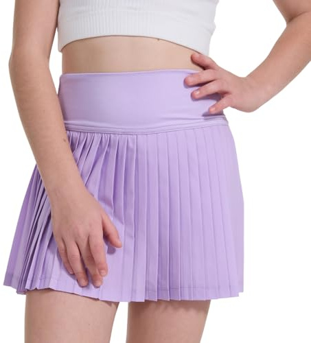 zffriction Gonna da Tennis per Ragazze Gonna da Tennis con Pantaloncini Gonna da Skater Plissettata per Bambini Gonna da Golf a Vita Alta con Tasche (IT, età, 8 Anni, 9 Anni, Regular, Viola)