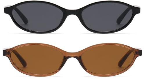 D Lolylad Retro Oval Sunglasses for Women - Small Cat Eye Sun Glasses UV protection