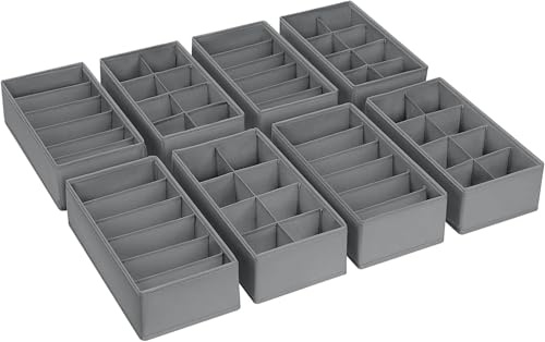 Homsorout Schubladen Organizer Kleidung - 8 Stück Ordnungssystem Kleiderschrank Stoff Unterwäsche Aufbewahrung Schrank Organizer, 30 x 15 x 9 cm für Baby Wickelkommode, Socken, Dunkelgrau