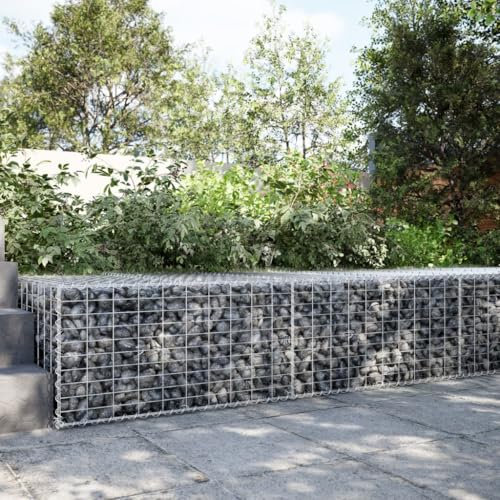 Verderoom Cesto Gabbione con Copertura, Gabbione in Rete Metallica, Gabbioni Metallici, Gabbioni da Giardino, Gabbione per Sassi, 200x100x50cm Ferro Zincato