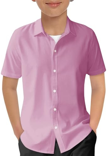 Maillot de VTT pour garçons et filles - Chemises boutonnées à manches courtes - Dégradé de couleur - Pour l'été - Décontracté - Pour la plage - Turquoise