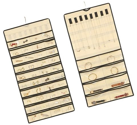 Vynetra Organizzatori antipolvere eleganti dell'esposizione dei gioielli della porta o della parete con 48 tasche ed i ganci per l'organizzazione degli accessori