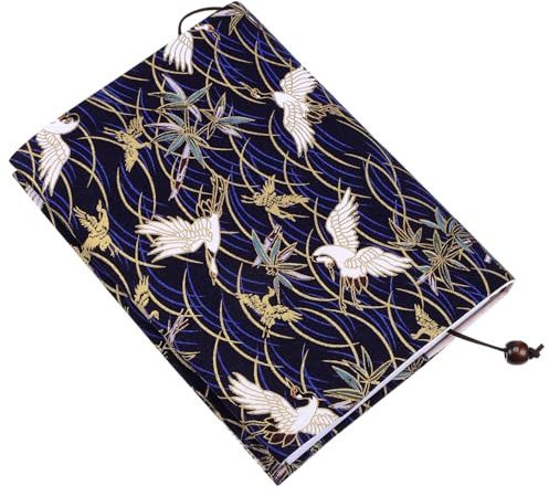 Gadpiparty Protector De Libros Funda Delicada A5 Ajustable De Tela Resistente Azul Oscuro Diseño De Grulla Para Estudiantes Uso Escolar y Doméstico