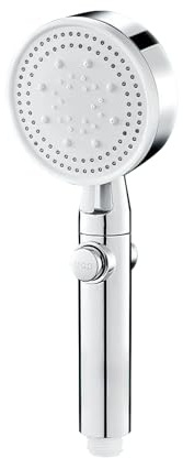 DmDoyy Pommeau de Douche avec Arret, Pommeau De Douche Haute Pression, 6 Modes Pommeau, Jets Avec Bouton D'arrêt D'eau, Couleur Argent