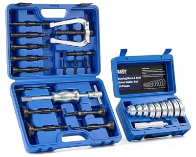 Orion Motor Tech Bearing Press Kit & Blind Hole Collet Bearing Race and Seal Puller Extractor Kit, 26pc Bearing Remover & Installer Kit with 10 Split Collets 9 Driver Discs, Bearing Puller Set