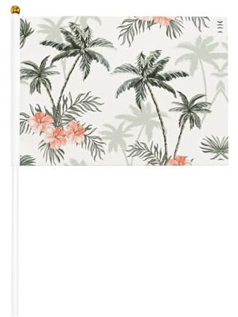 Drapeau à main avec palmiers tropicaux pour célébration d'événements royaux lors d'un barbecue, décoration de fête, de ports, d'événement, de jardin