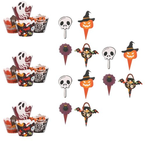 PartyKindom Lot De 2 Moules À Cupcakes Avec D'halloween : 2025, Motif Citrouille, Araignée, Crâne, Caissettes À Muffins Pour Décorations De Fête