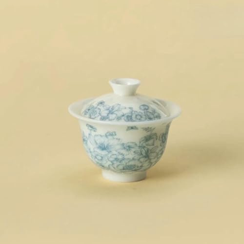 MEIFULLE Sopera de té de 100 ml con Semillas de Hielo, Jade, Porcelana, Gaiwan, con Caja de Regalo, vajilla de cerámica