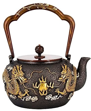 GAOJUNAN Théière et Service Théière 43.9 Oz/1.3L sans Revêtement Théière en Fonte Dragon Théières Japonaises Bouilloire pour Restaurant De Cuisine À Domicile Thé en Vrac