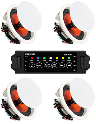 STUDIOFINIX Passiv takhögtalare, 20,3 cm, max. 800 W utgångseffekt, perfekt för tydligt ljud i vardagsrummet, kontor, kök, källare och täckt terrass (4 högtalare)