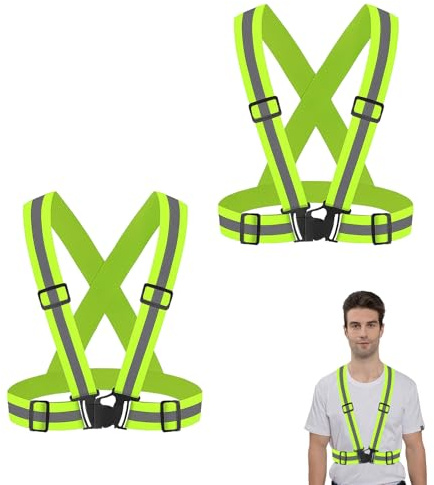 2PCS Gilet Réfléchissant Elastique Ajustable, Sécurité Haute Visibilité | Gilet reflechissant trottinette électrique Harnais Sécurité Respirant Adaptable, pour Jogging Cyclisme Moto Travail Routier
