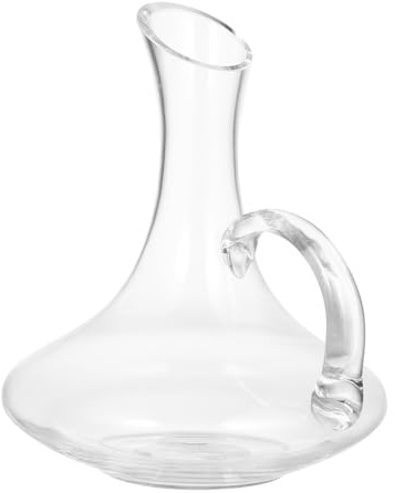 BESPORTBLE Decantador de vino tinto de vidrio transparente sin plomo con asa, dispensador de bebidas para hogar y fiestas, diseño creativo y moderno, 1 unidad