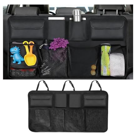 Norkmdi Car Trunk Organizer, Large Capacity Hanging Collapsible Vehicle Backseat Storage Bag with 8 Pocket, Foldable Automotive Trunk Organizer Bag for Travel, Universal for Sedan MPV SUV