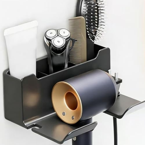 XIANTIAN Hairdryer Holder, Hair Dryer Holders Holder Wall Mount, Hairdryer Holder Station, Bathroom Hair Tools Organiser Adhesive Hair Dryer Stand (Grey)