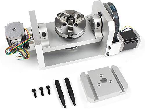 CNC Milling Machine Rotary Table with 3 Jaw Chuck and Indexing Dividing Head for 5-Axis Engraving, Compatible with Nema23 Stepper Motor