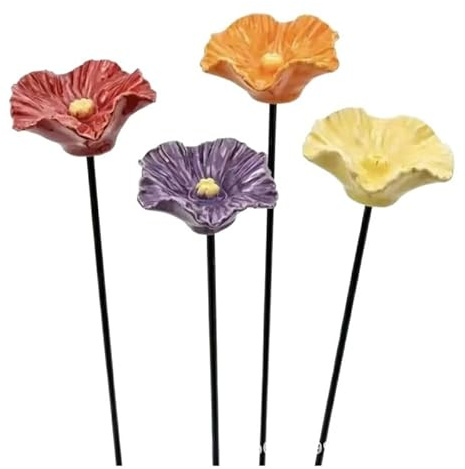 Gartenort Handgemachte Bienenblüten – Wetterfeste Keramik-Tränken(4 Blüten)