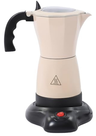 chennnls Caffettiera elettrica da 6 tazze, 300 ml, per 1-6 tazze, 480 W, con base, per casa, ufficio, viaggi, bianco cremoso