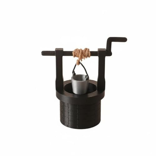 CoudarTitie Mini Puits Miniature Ornement Maison de Poupée Accessoire Décor Paysager Détail Vintage Matériau Adapté pour Jeu Imitation Collection Décor Tabletop, Noir