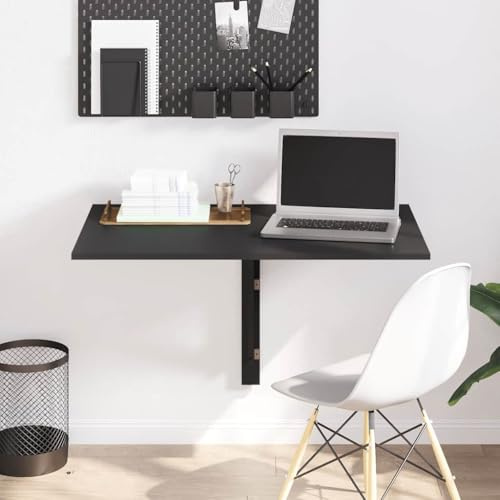 Kaloriko fällbart väggbord svart trämaterial 100 x 60 x 56 cm utrymmesbesparande, vikbart, väggmonterat för kök, kontor, trädgård, balkong, terrass, mångsidigt sido- och skrivbord