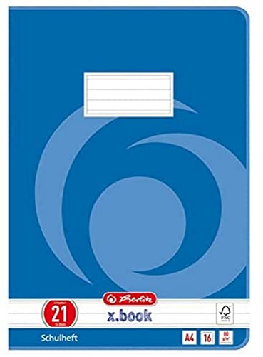 Herlitz 3322104 Skolhäfte, Anteckningsbok DIN A4, Linjerat 14, 8 Ark