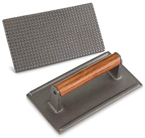 New Star Foodservice 36435 Commercial Grade Iron Steak Weight/Bacon Press, 8.25 by 4.25-Inch