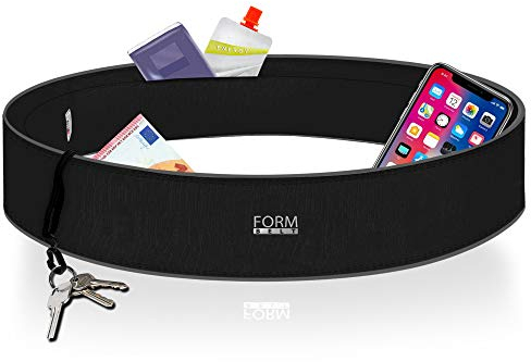 Formbelt Laufgürtel für Handy Smartphone iPhone 13 12 14 X XS Max XR SE S23 Samsung Galaxy A53 A22 A54 S20 Hüfttasche Running Sport Fitness Bauchtasche Laufen (schwarz, L)