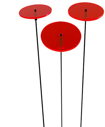 SUNPLAY Sonnenfänger-Scheiben in ROT, 3 Stück zu je 7 cm Durchmesser im Set + 35 cm Schwingstäbe