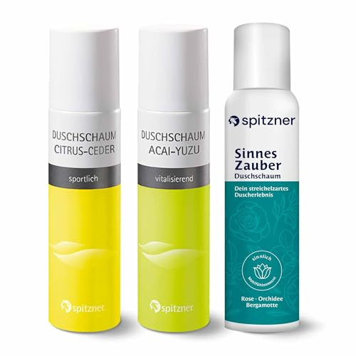 Spitzner Carpe Diem Duschschaum Set (3 x 150ml) – dermatologisch getestete und vegane Duschschäume Lebensfreude, Frischekick und Sinneszauber