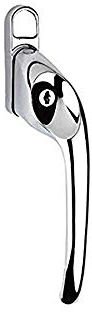 Yale P-YWHLCK40R-PC Offset Window Handle, fits Right Handed windows, 40mm spindle, Lockable, Visi Packed, suitable for PVCu windows, Polished Chrome Finish