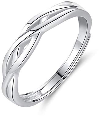 Zolkamery Homme Bague Argent Fin 925, Bague Réglable Ouvert Hypoallergénique, Anneau de Fiançailles Mariage Pour Homme, Quotidien Soirée Mariage Anniversaire comme Cadeau d'amour