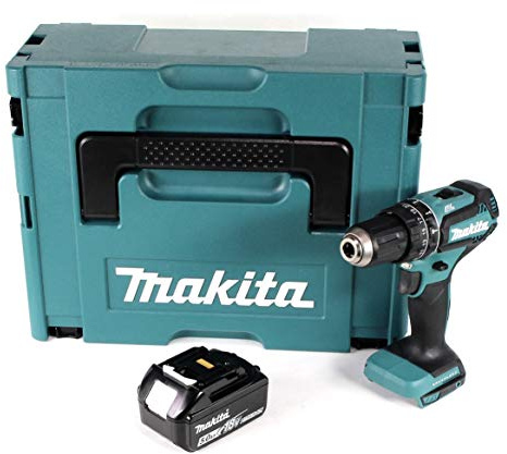 Makita DHP 485 T1J 18 V Li-Ion Akku Schlagbohrschrauber im Makpac + 1 x 5,0 Ah Akku - ohne Ladegerät