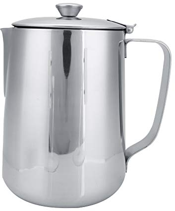 MAGT Bricco per Latte, 2000ML Brocca per Schiumare in Acciaio Inossidabile con Coperchio Brocca per Latte per Cappuccino ed Espresso