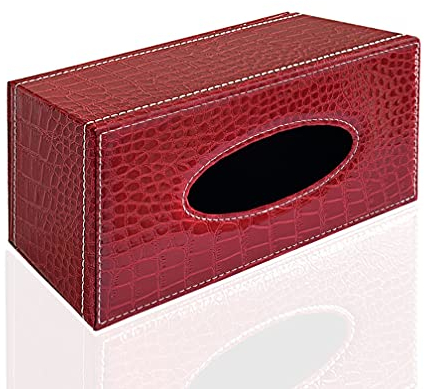 Élégant Support de boîte à mouchoirs en Cuir PU, Porte-Serviettes rectangulaire Moderne pompant Le Distributeur de Paperchase (Red Crocodile Pattern)