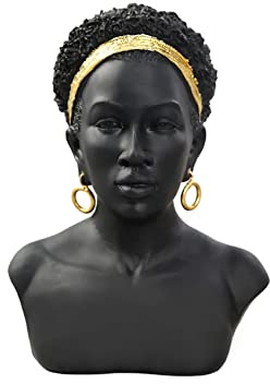 QIANLING Sculture di busto nero in resina, decorazione moderna, busto africano in resina, adatto per soggiorno, scrivania, libreria, ingresso