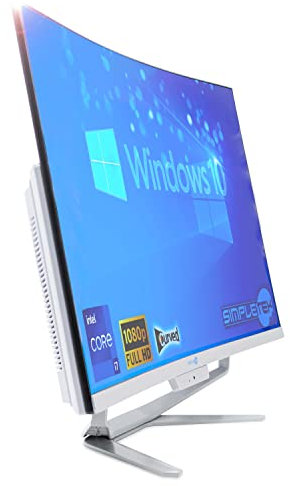 SIMPLETEK All In One AIO 27 Curvo Curved Full HD i7 hasta 3,6 GHz 16 GB RAM SSD 480 GB Windows 10 Pro Original Webcam integrada PC Gaming Streaming Casa Trabajo Ordenador para niños (+ Kit M&K WiFi)