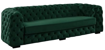 Vente-unique - Divano fisso 3 posti Stanley - velluto - verde pino