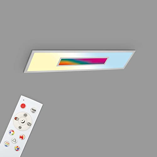 TELEFUNKEN - LED Panel RGB, LED Deckenleuchte CCT, Deckenlampe RGB Centerlight, Regenbogeneffekt, Fernbedienung, Dimmbar, Silberfarbig, 1000x250x65mm, 319904TF