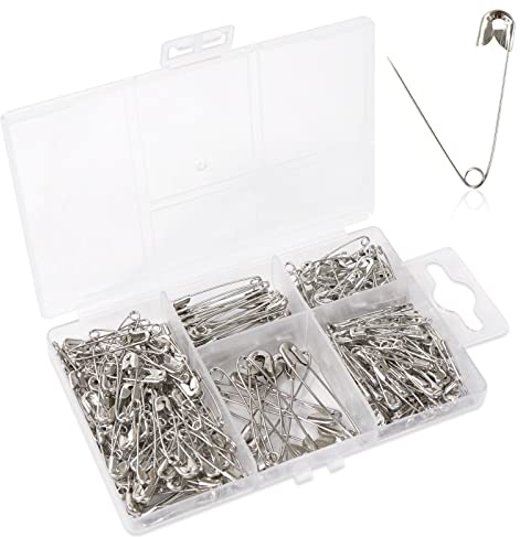 Redamancy Sicherheitsnadeln, Sicherheit Pins, 250 Stück Silber Sicherheitsnadeln, Safety Pins, 4 Größen Sicherheitsnadeln für Kleidung 19mm, 22mm, 27mm, 37mm, für Basteln Nähen Säumen Craft