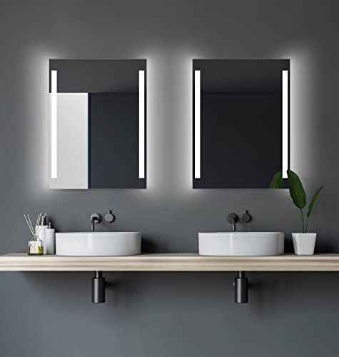 Talos LED Badspiegel mit Beleuchtung 80 x 60 cm - Badezimmer Wandspiegel mit Beleuchtung - feuchtraumgeeignet durch Aluminiumkorpus - Lichtfarbe Neutralweiß
