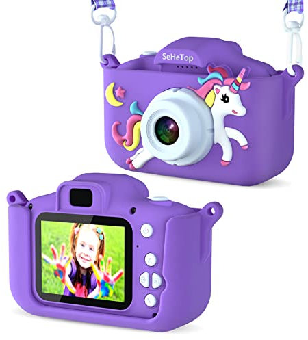 SeHeTop Camara Fotos Infantil, 1080P HD Video cámara Fotos niños,Juguetes niños 3 4 5 6 7 8 9 10 años,Juguetes con cámara para niños y niñas, Regalos de cumpleaños, scon Tarjeta SD de 32 G